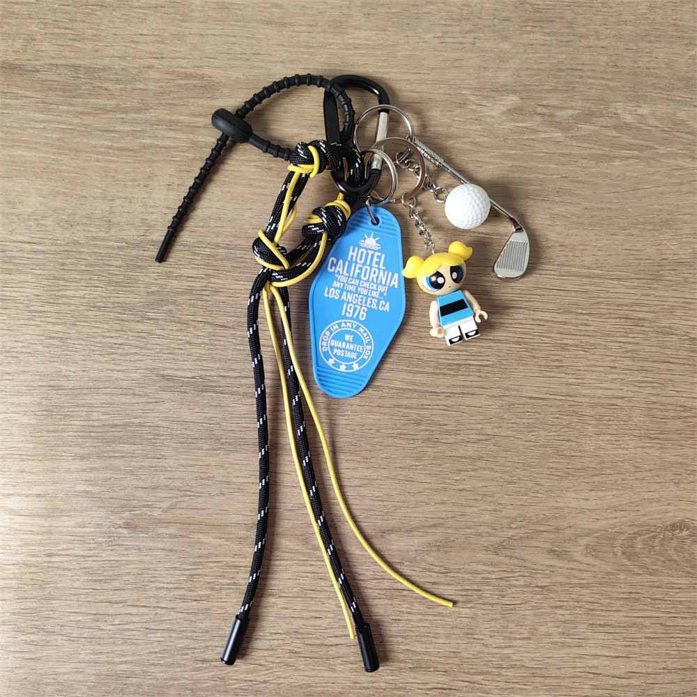 Powerpuff Girls Bubbles Cartoon Building Block Keychain - Golf Series Bag Charm for Girls