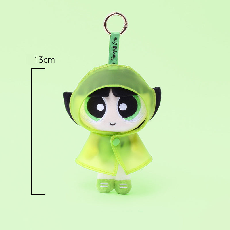 Cartoon Powerpuff Girls Raincoat Series Plush Keychain Cute Dolls - Blossom, Bubbles, Buttercup