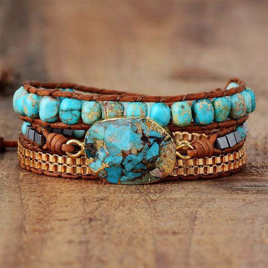 Imperial Stone Turquoise Woven Bracelet - Success and Prosperity
