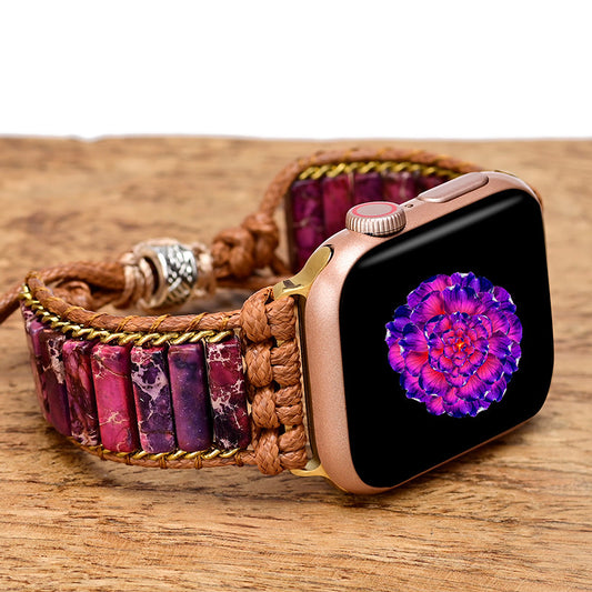 Purple-Red Emperor Stone Apple Watch Band - Elegance and Wisdom