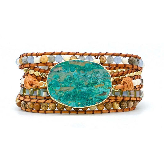 Ocean Stone Woven Bracelet - Balance and Calmness