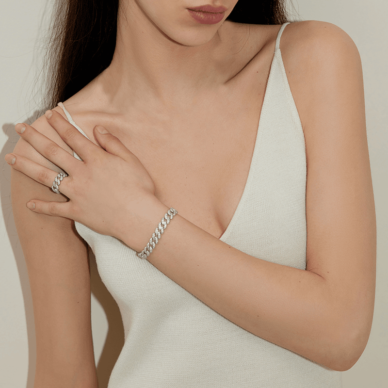 Cubic Zirconia Cuban Bracelet - Versatile Pairing
