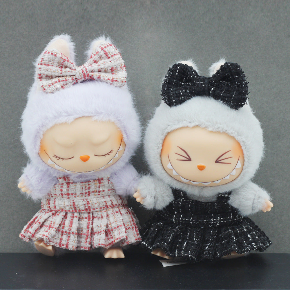 17cm Labubu Accessories Doll Clothes Outfits - Charming Little Black Dress & Overall Set