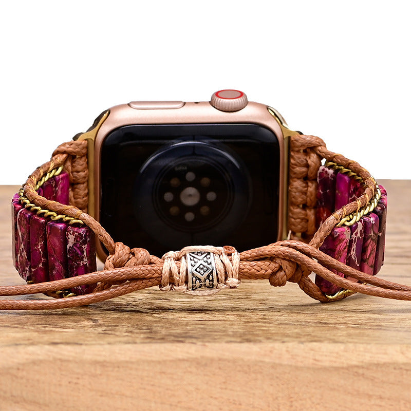Purple-Red Emperor Stone Apple Watch Band - Elegance and Wisdom