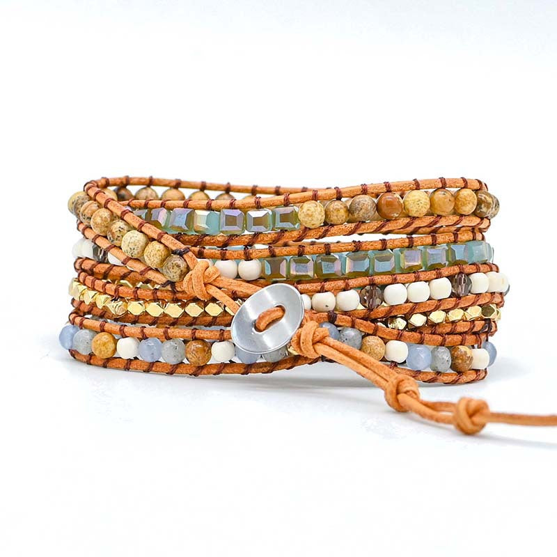 Ocean Stone Woven Bracelet - Balance and Calmness