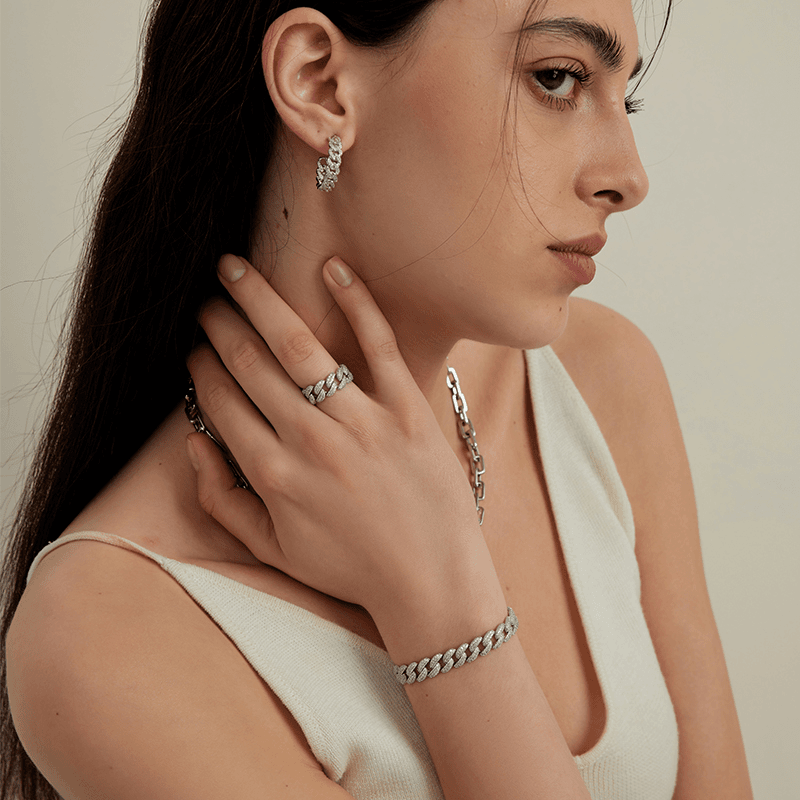 Cubic Zirconia Cuban Bracelet - Versatile Pairing