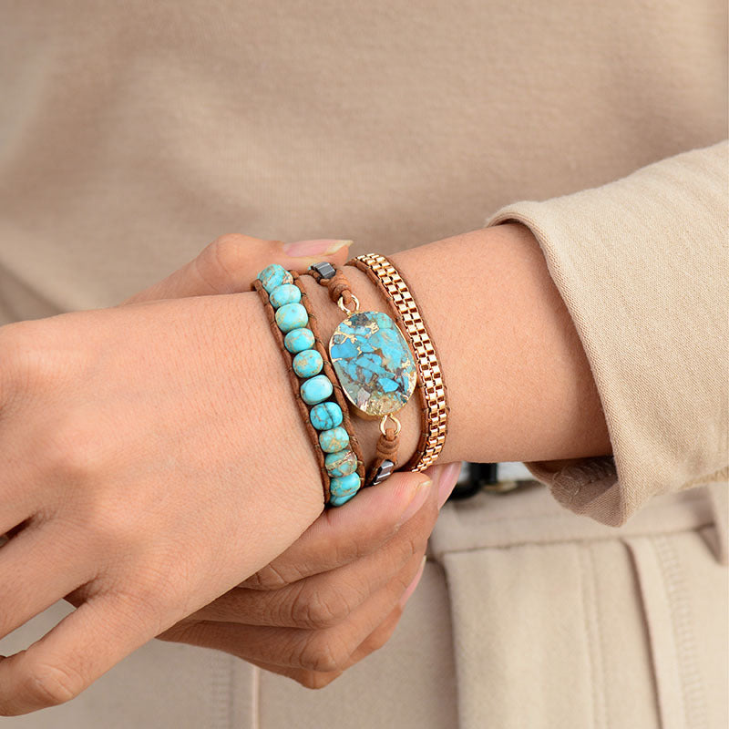 Imperial Stone Turquoise Woven Bracelet - Success and Prosperity