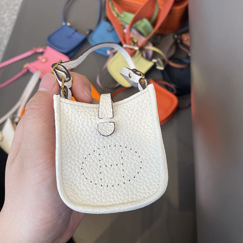 Mini Evelyne Bag Charm - Cute Top-Grain Togo Leather Accessory for Lipstick, Earphones