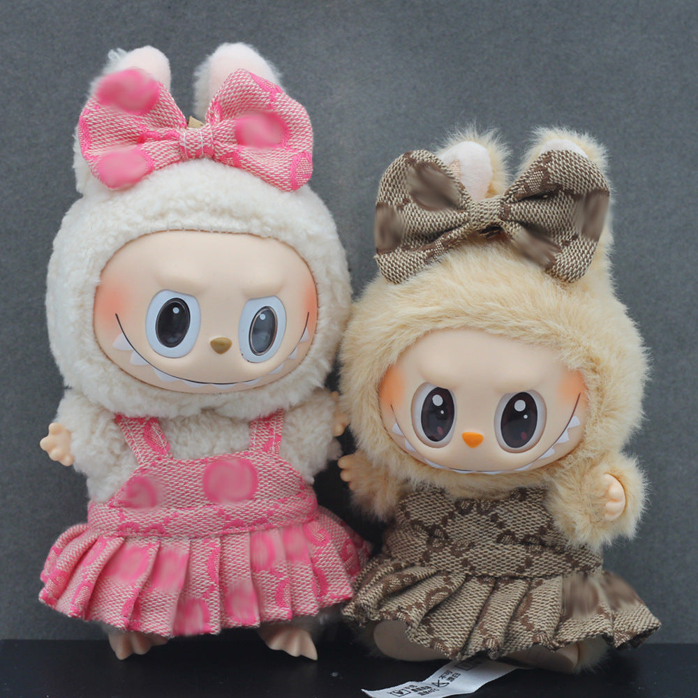 17cm Labubu Accessories Doll Clothes Outfits - Charming Little Black Dress & Overall Set