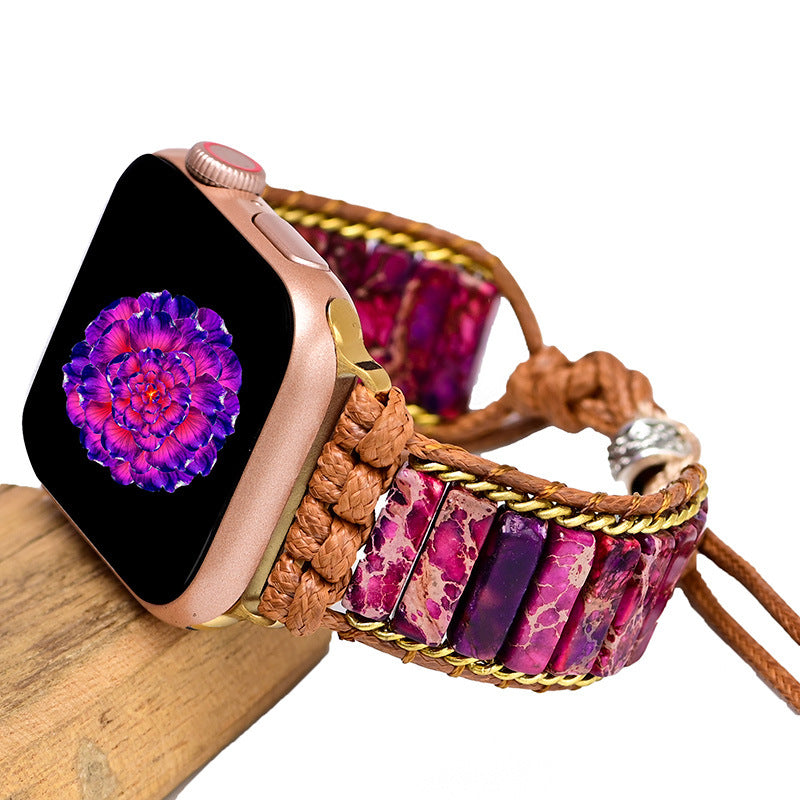 Purple-Red Emperor Stone Apple Watch Band - Elegance and Wisdom
