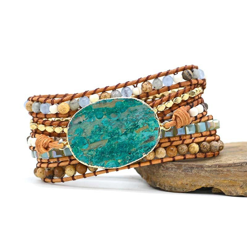 Ocean Stone Woven Bracelet - Balance and Calmness