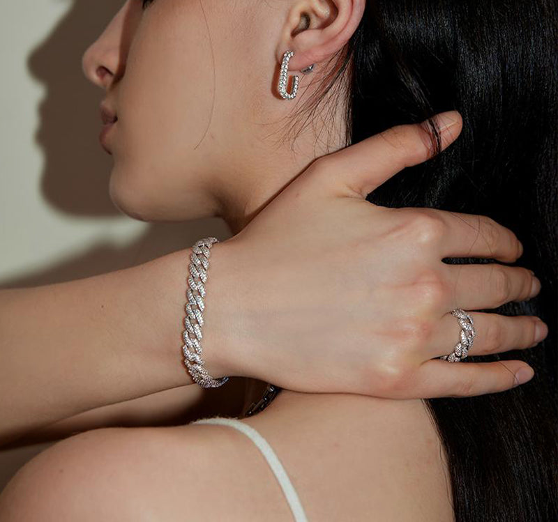 Cubic Zirconia Cuban Bracelet - Versatile Pairing