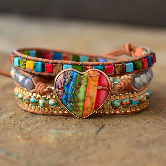 Seven Color Natural Imperial Stone Bracelet