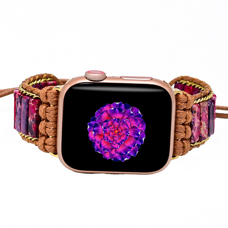 Purple-Red Emperor Stone Apple Watch Band - Elegance and Wisdom