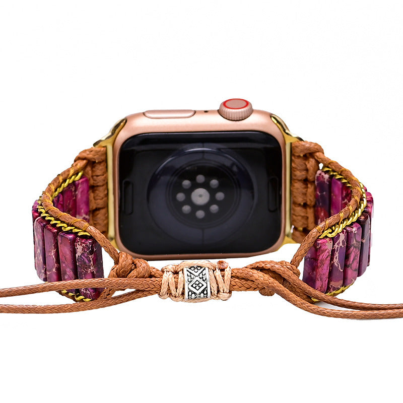 Purple-Red Emperor Stone Apple Watch Band - Elegance and Wisdom