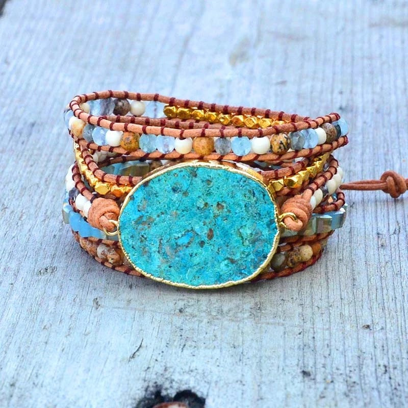 Ocean Stone Woven Bracelet - Balance and Calmness