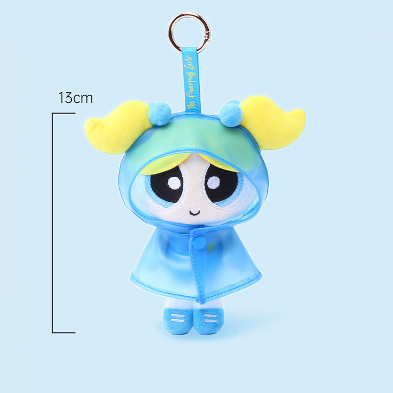 Cartoon Powerpuff Girls Raincoat Series Plush Keychain Cute Dolls - Blossom, Bubbles, Buttercup