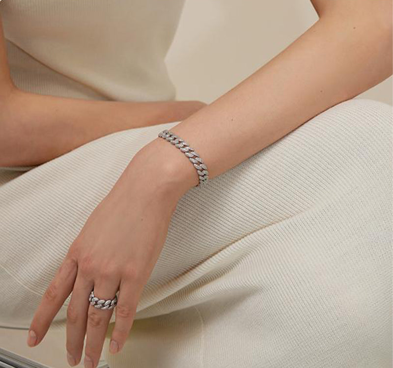 Cubic Zirconia Cuban Bracelet - Versatile Pairing