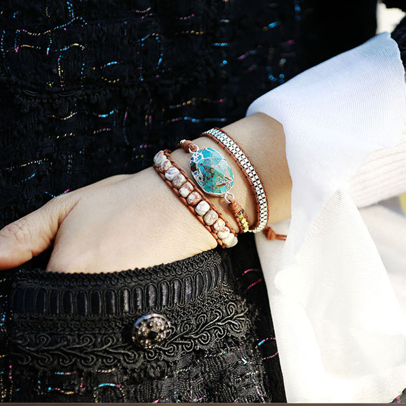 Imperial Stone Turquoise Woven Bracelet - Success and Prosperity