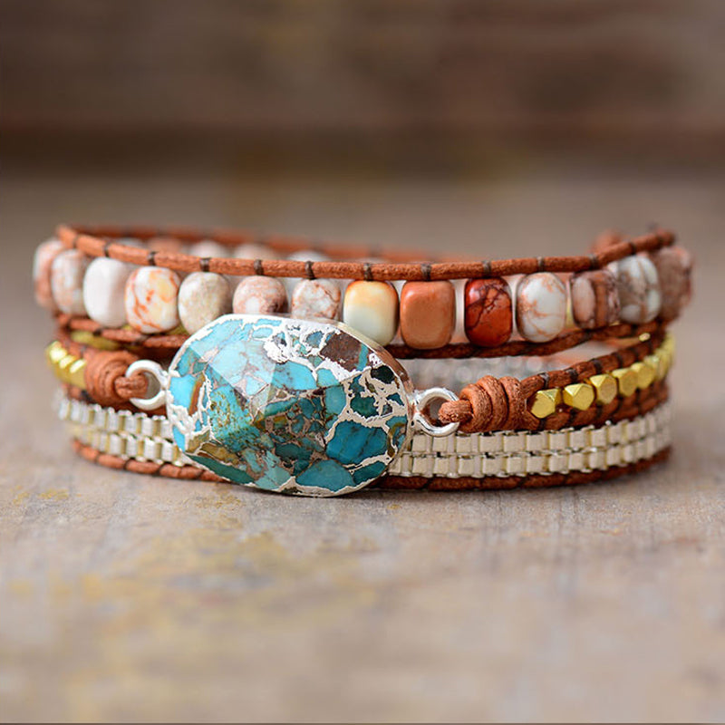 Imperial Stone Turquoise Woven Bracelet - Success and Prosperity