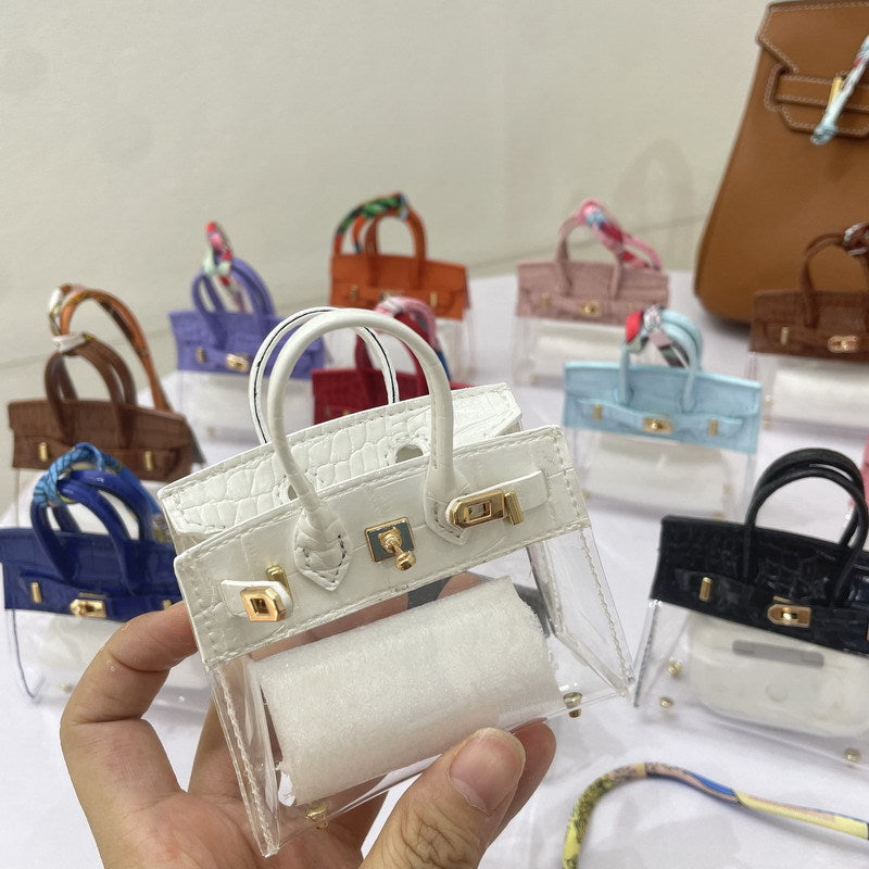 Crocodile-Texture Mini Semi-Transparent Bag Charm & Keychain