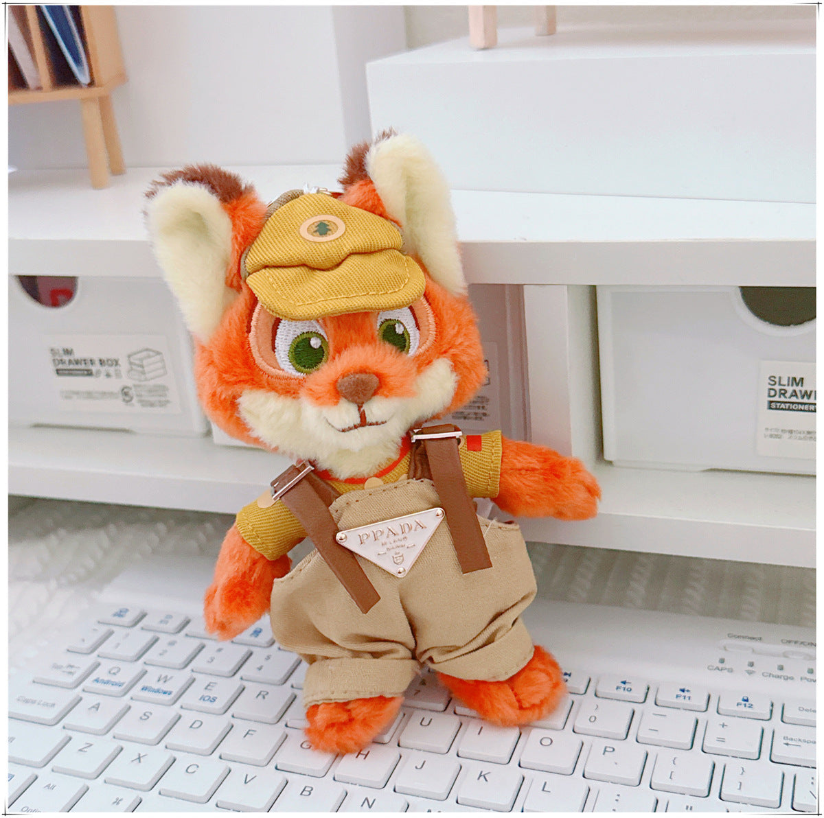 Doll Clothes for 17cm Labubu & 10cm Cotton Doll Lulu Pig Outfits - Overalls & Fisherman Hat Set