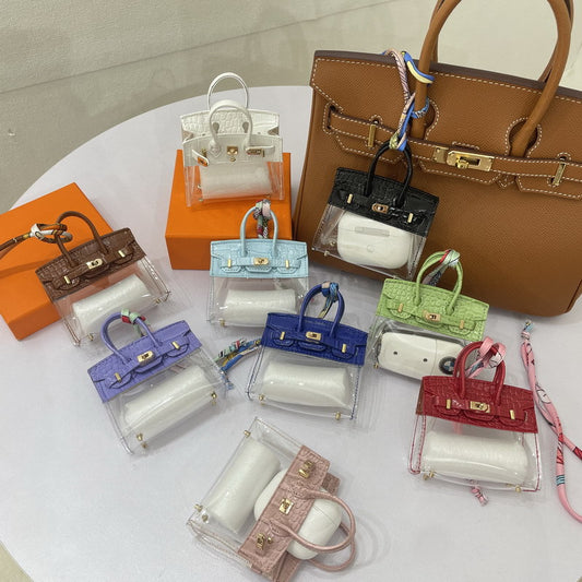 Crocodile-Texture Mini Semi-Transparent Bag Charm & Keychain