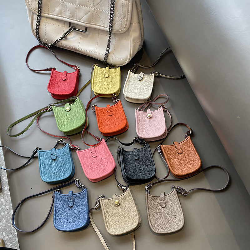 Mini Evelyne Bag Charm - Cute Top-Grain Togo Leather Accessory for Lipstick, Earphones