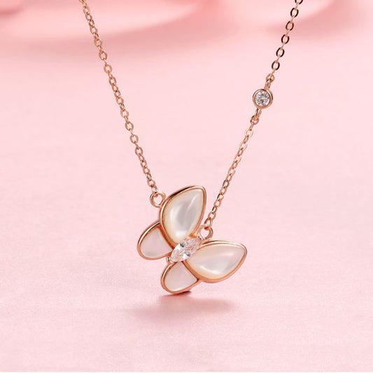 Mother-of-pearl Butterfly Necklace - Freedom & Beauty
