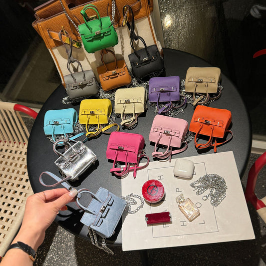 Mini Handbag Charm - Platinum Upgrade Edition, Keychain & AirPods Case, Realistic Tiny Bag Pendant for Keys, Purse, or Car Accessories