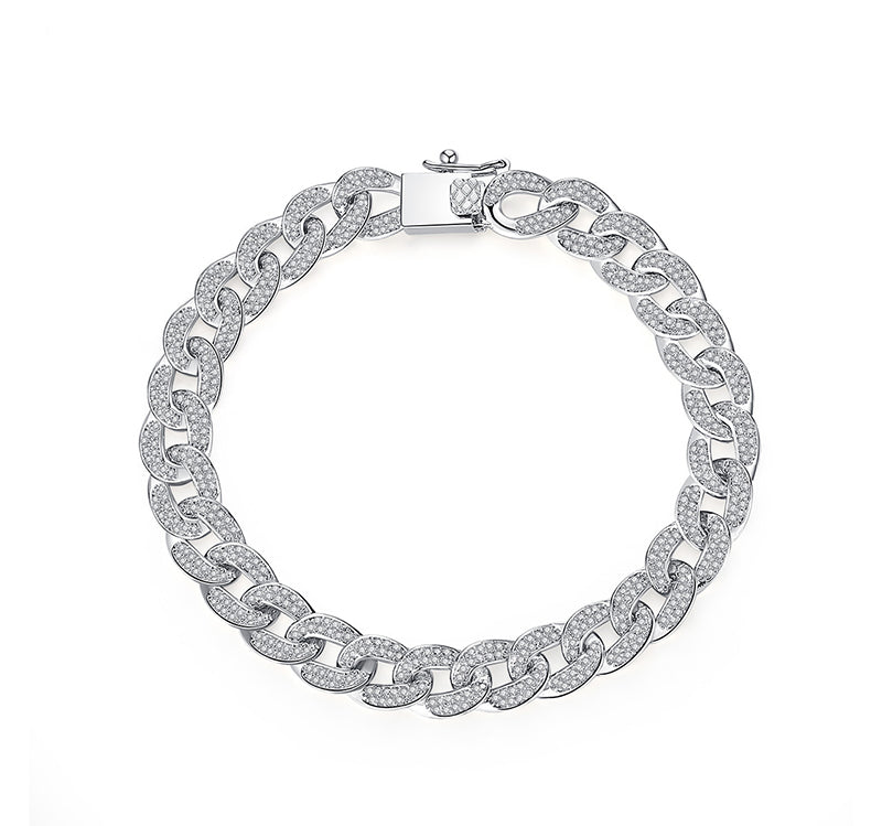 Cubic Zirconia Cuban Bracelet - Versatile Pairing