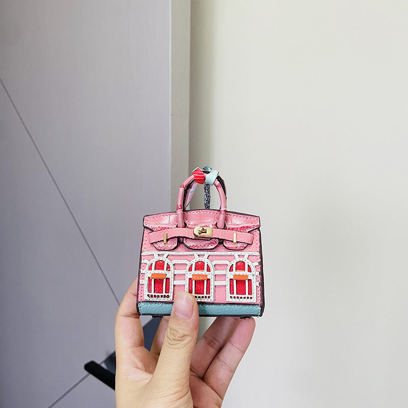 Mini House-Shaped Bag Charm & Keychain: Cute Creative Window Design for Car Keys & Earphone Pouches