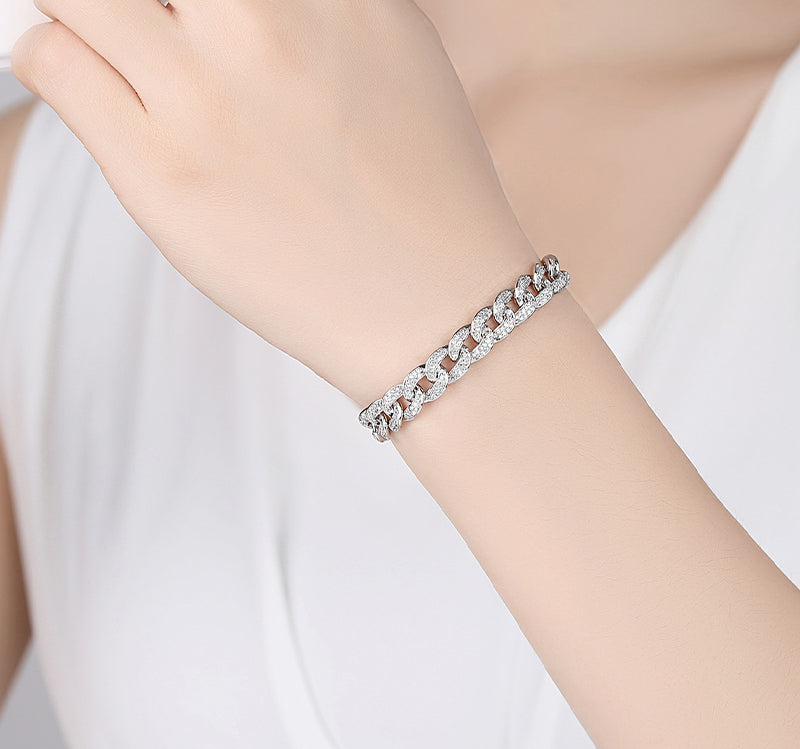 Cubic Zirconia Cuban Bracelet - Versatile Pairing