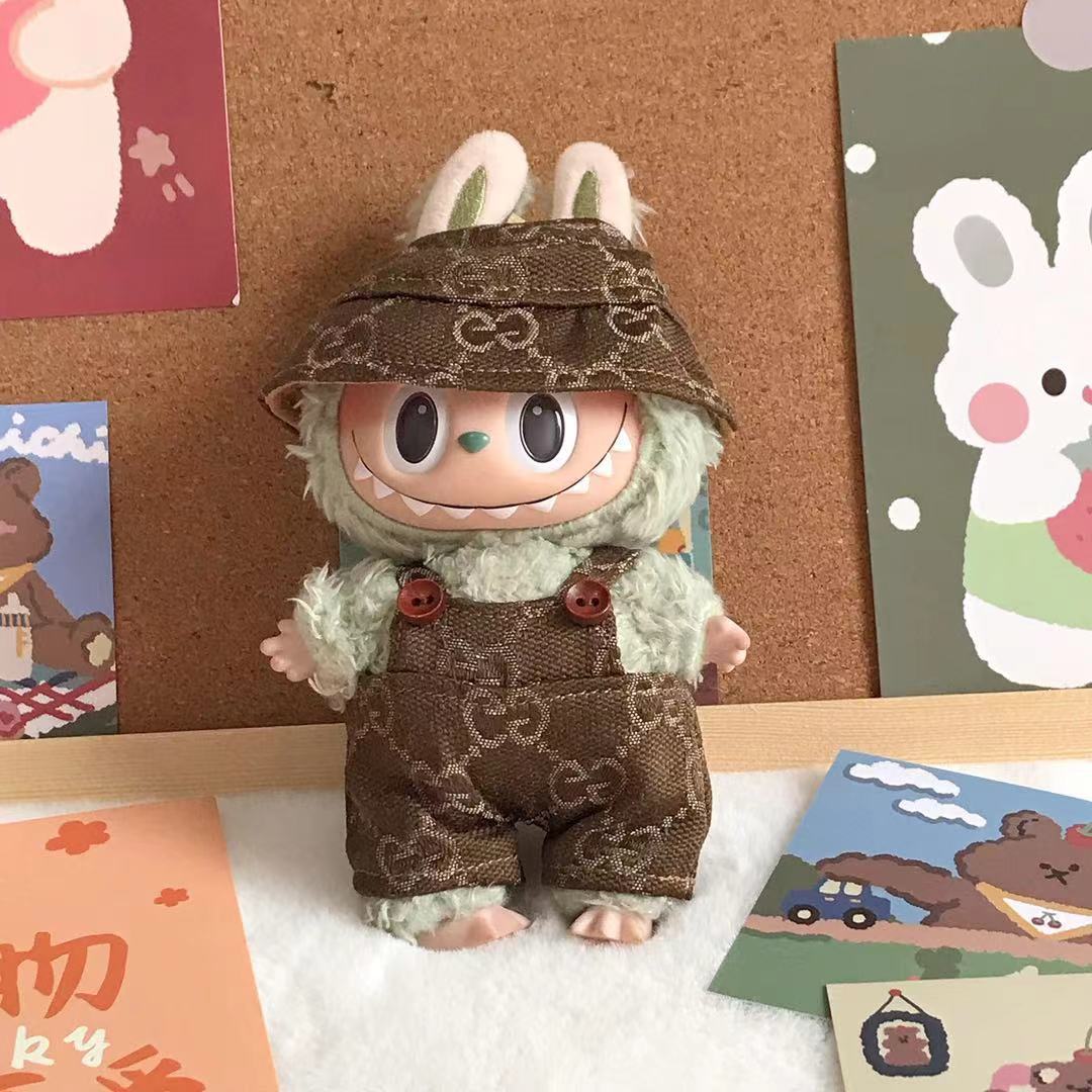 Labubu Outfits - Vinyl Figure Doll Clothes Set Overalls with Hat