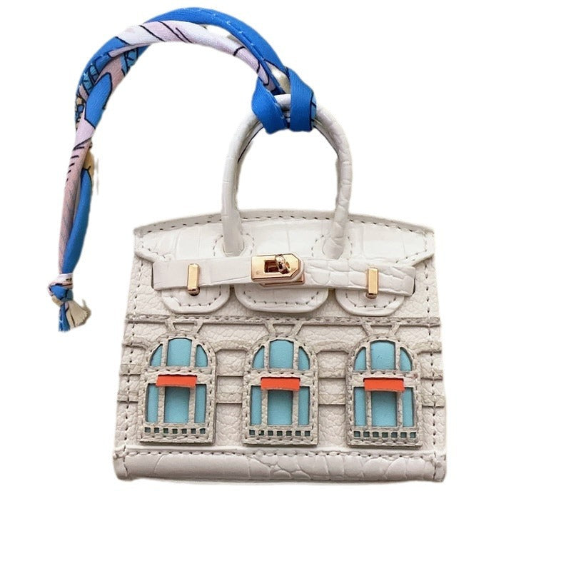 Mini House-Shaped Bag Charm & Keychain: Cute Creative Window Design for Car Keys & Earphone Pouches
