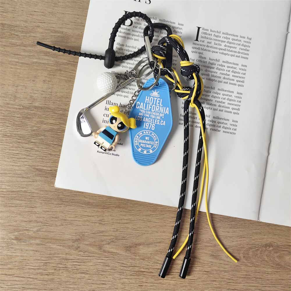 Powerpuff Girls Bubbles Cartoon Building Block Keychain - Golf Series Bag Charm for Girls