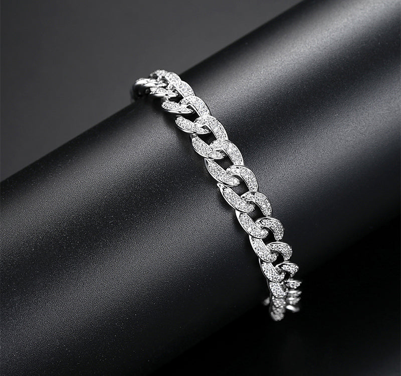 Cubic Zirconia Cuban Bracelet - Versatile Pairing