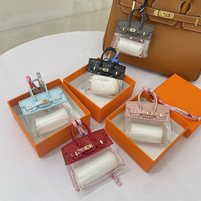 Crocodile-Texture Mini Semi-Transparent Bag Charm & Keychain