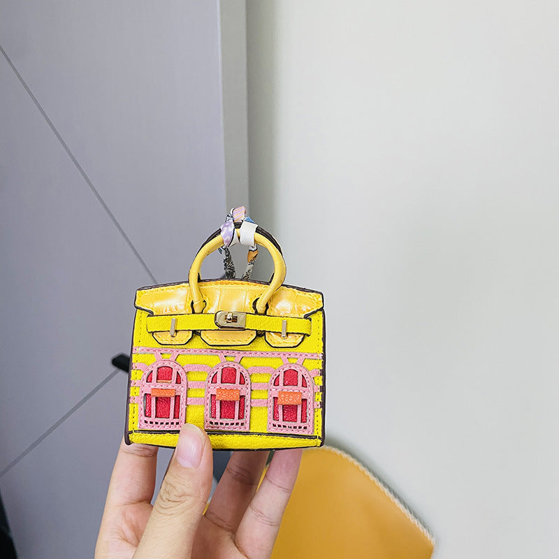 Mini House-Shaped Bag Charm & Keychain: Cute Creative Window Design for Car Keys & Earphone Pouches