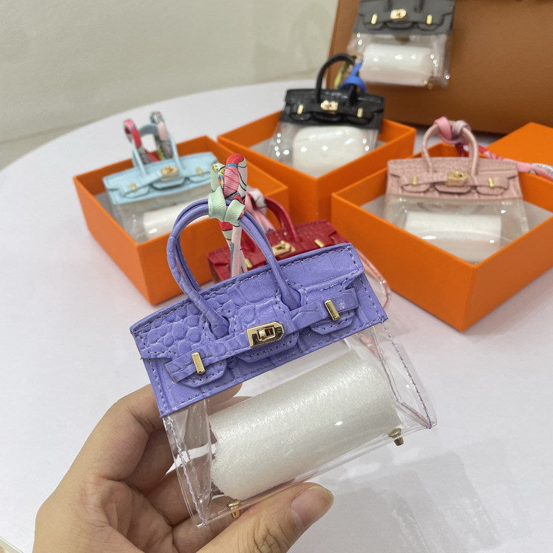 Crocodile-Texture Mini Semi-Transparent Bag Charm & Keychain