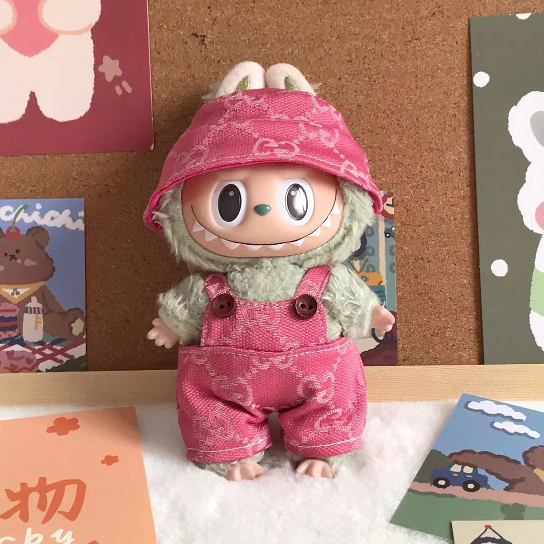 Labubu Outfits - Vinyl Figure Doll Clothes Set Overalls with Hat