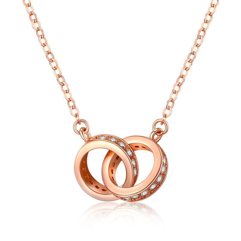 Double Circle Pendant S999 Sterling Silver Necklace - Love & Missing