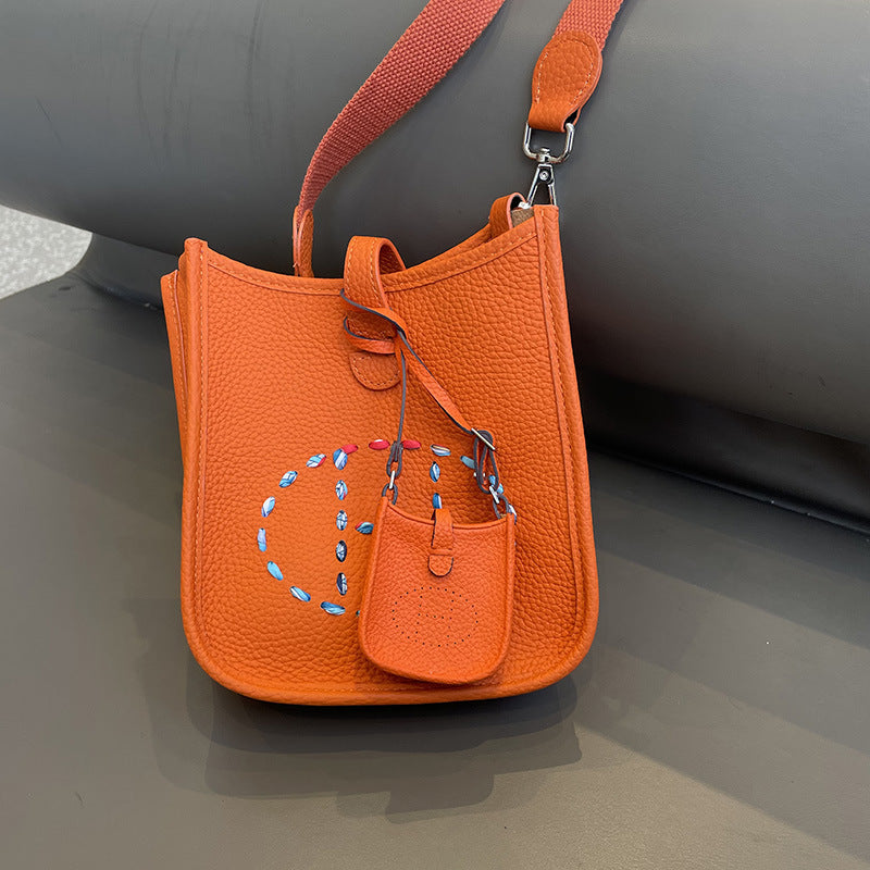 Mini Evelyne Bag Charm - Cute Top-Grain Togo Leather Accessory for Lipstick, Earphones