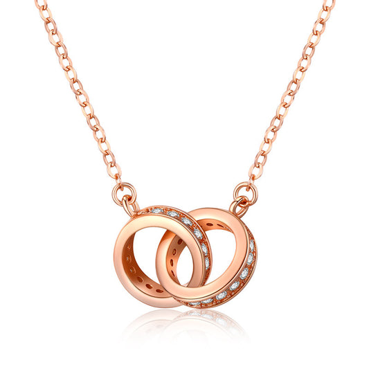Double Circle Pendant S999 Sterling Silver Necklace - Love & Missing