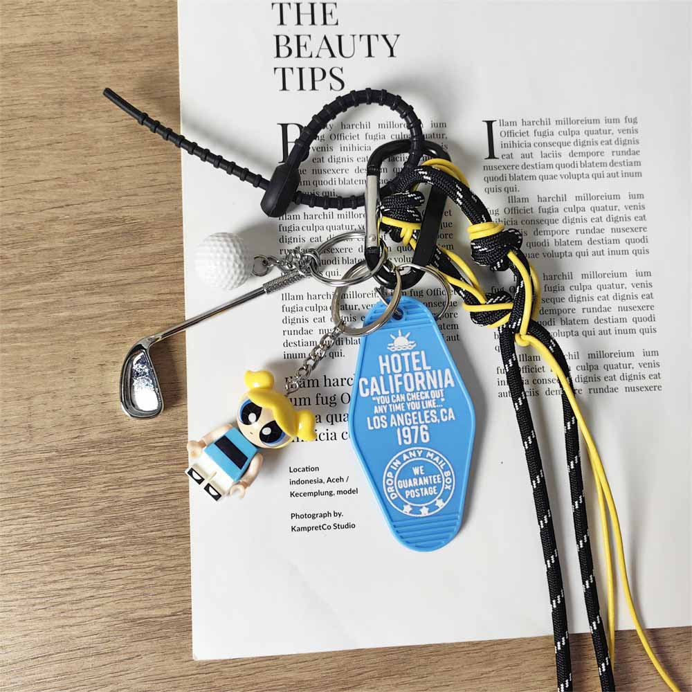 Powerpuff Girls Bubbles Cartoon Building Block Keychain - Golf Series Bag Charm for Girls