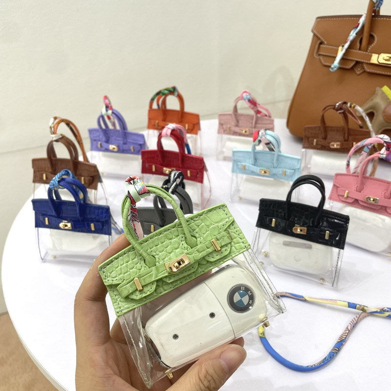 Crocodile-Texture Mini Semi-Transparent Bag Charm & Keychain