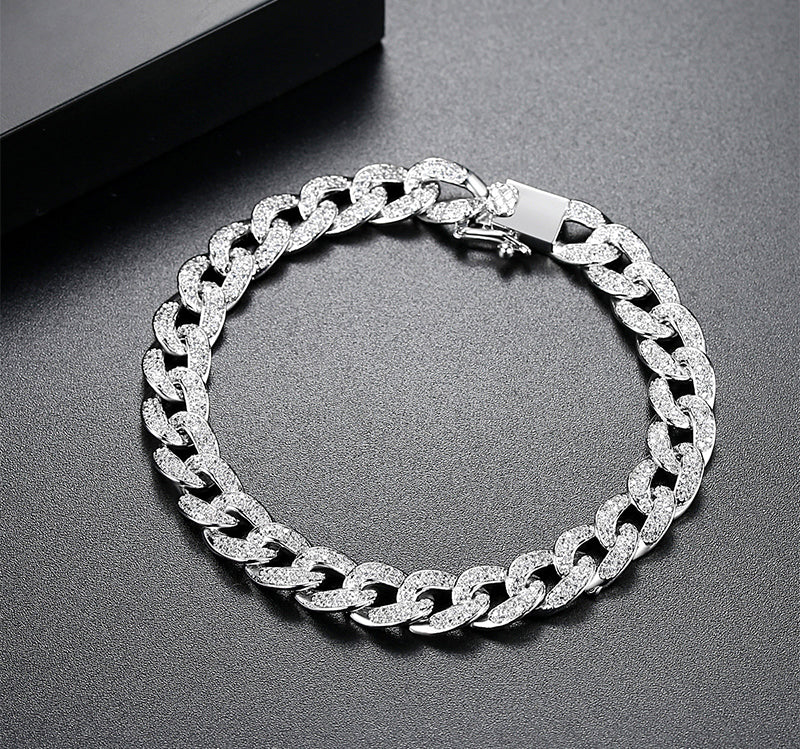 Cubic Zirconia Cuban Bracelet - Versatile Pairing