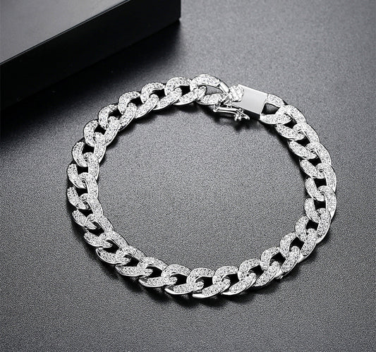 Cubic Zirconia Cuban Bracelet - Versatile Pairing