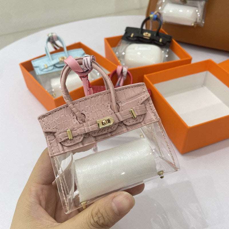 Crocodile-Texture Mini Semi-Transparent Bag Charm & Keychain