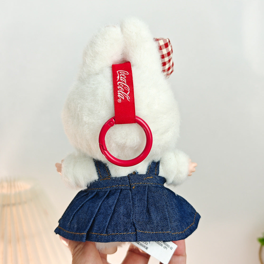 Outfits for 17cm Labubu -  Cute Party Style Denim Overalls Dress Set with Big Bow